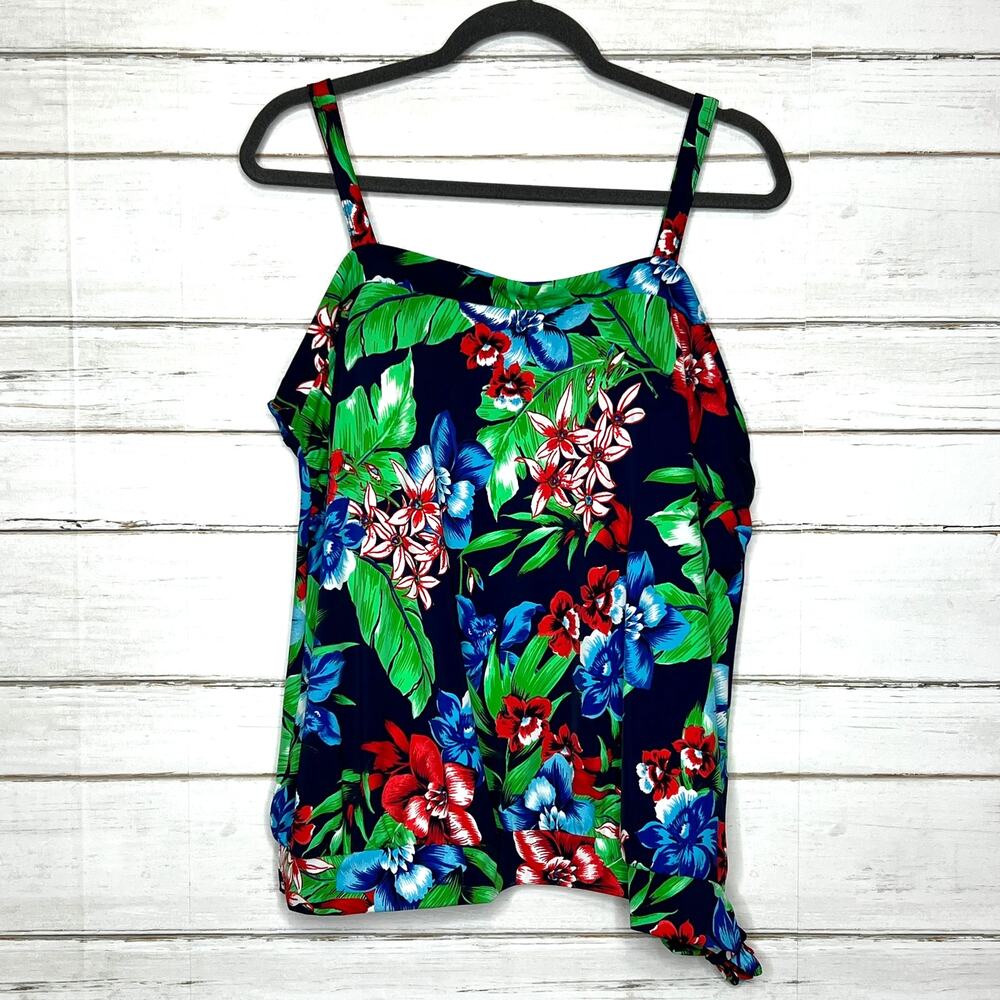 Swim 365 Tankini Swimsuit Top Tropical Floral Pattern Plus Size 18
